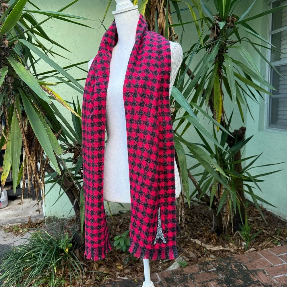 Red and Black Plaid Karl Lagerfeld Scarf